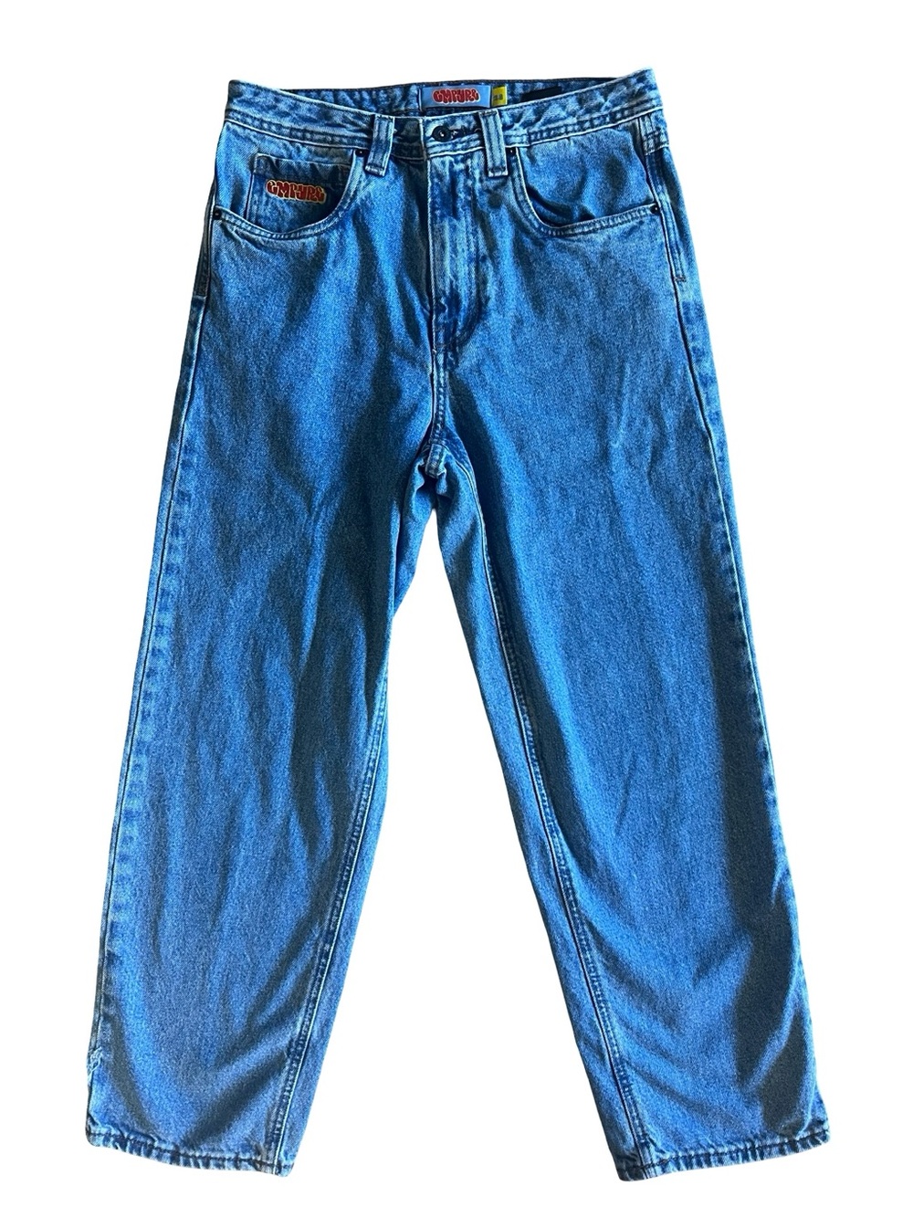 EMPYRE Baggy Blue Jeans Size 28 Logo Y2K Zumiez Loose Skate Denim 100% Cotton